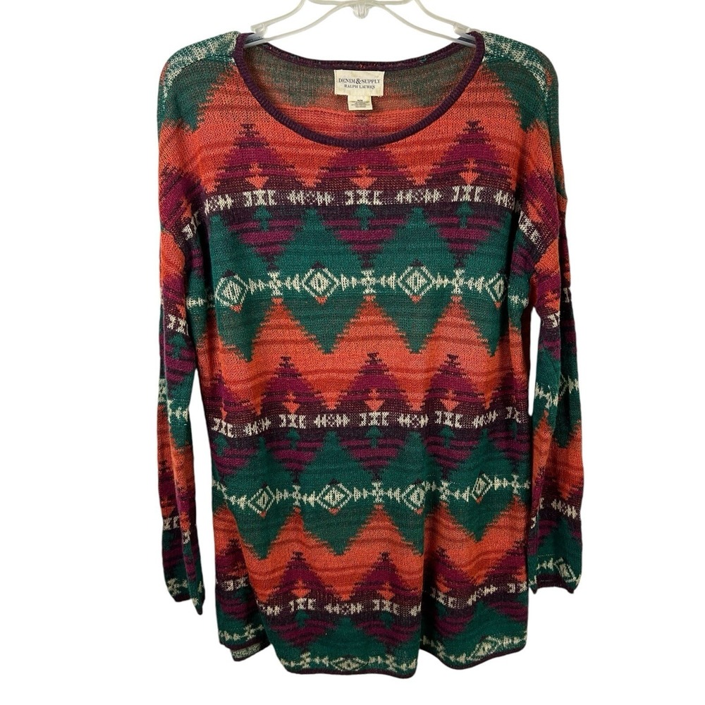 RALPH LAUREN Denim & Supply Southwestern SWEATER M Colorful Aztec Navajo Ramie